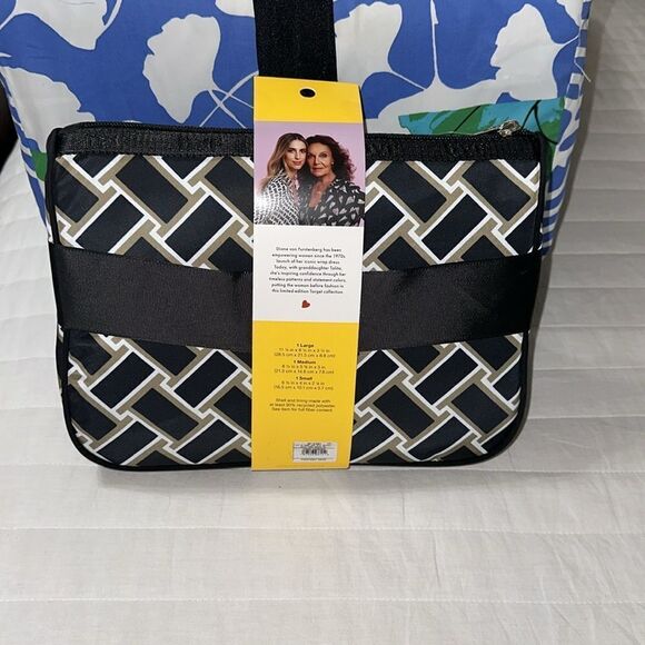 DVF x Target Black Gold WhiteāVintage Weave Ginkgo Poppy 3 pack Travel Pouches - Picture 6 of 14